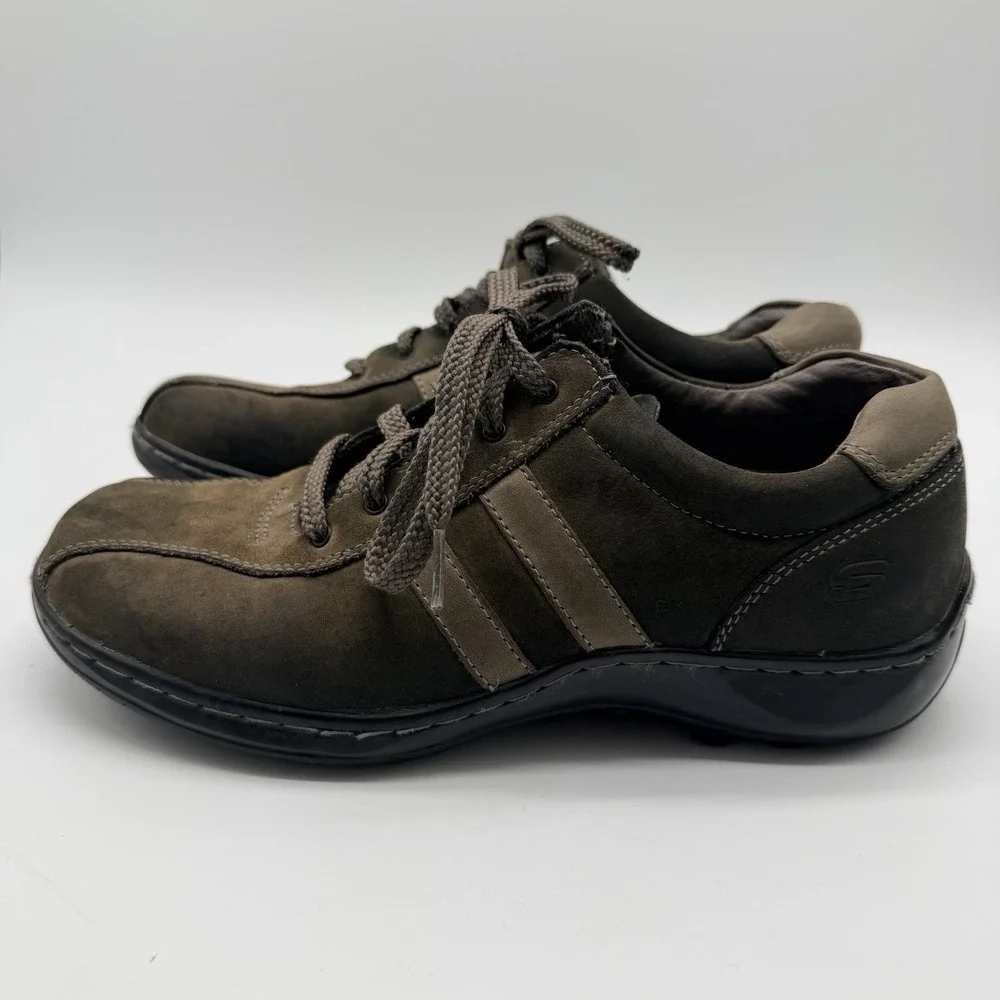 Skechers Shoes Men's Sz 8 Brown Oxfords Leather Lace Up Casual